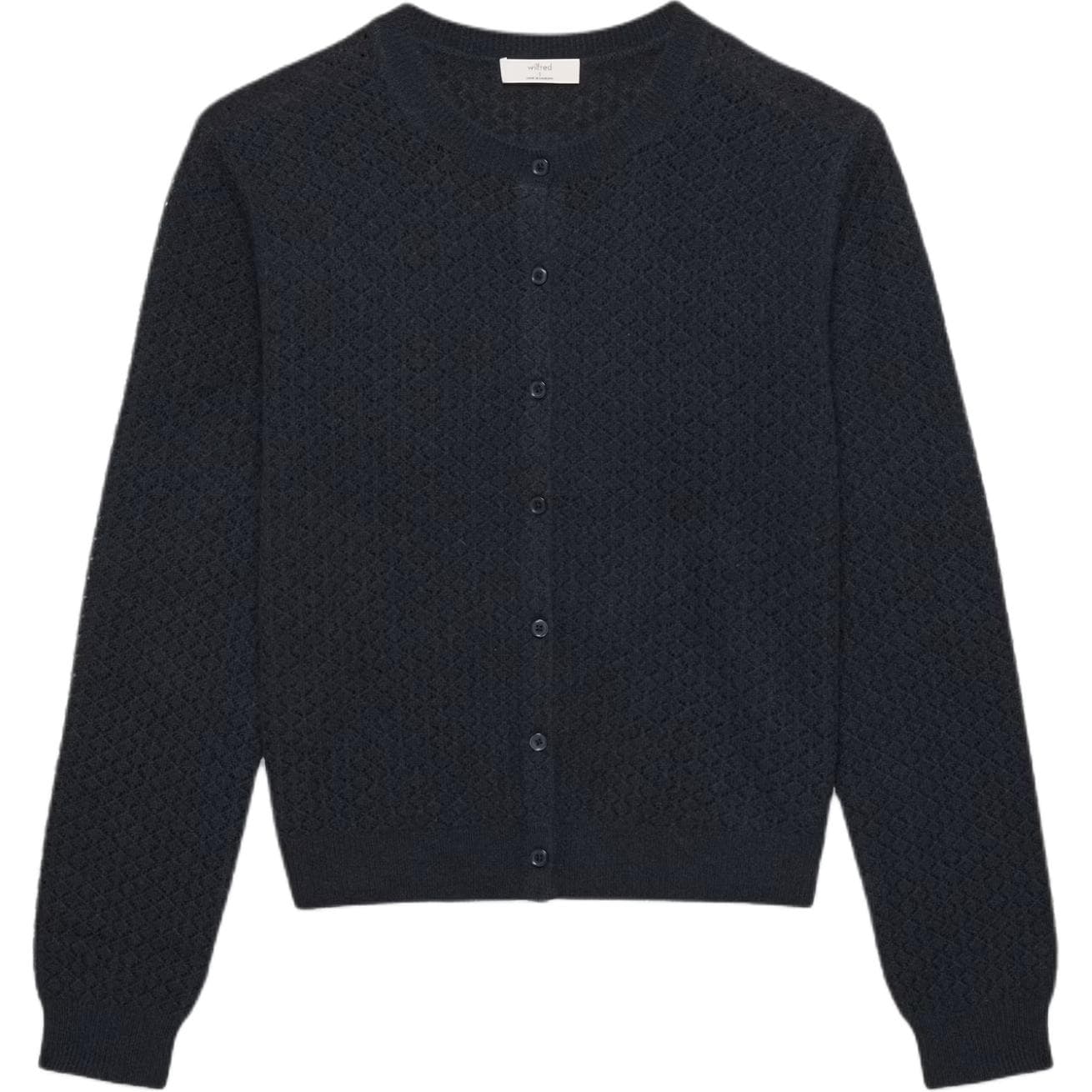 Aritzia SS26 WILFRED Comma Шерсть Плюш с кольцевым рисунком Кардиган Плюш с кольцевым рисунком Свитер Женские - изображение 1