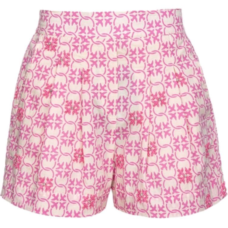 Шорты PINKO SS24 Muslin Shorts With Monogram And Embroidery - изображение 2