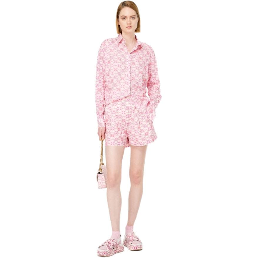 Шорты PINKO SS24 Muslin Shorts With Monogram And Embroidery - изображение 1