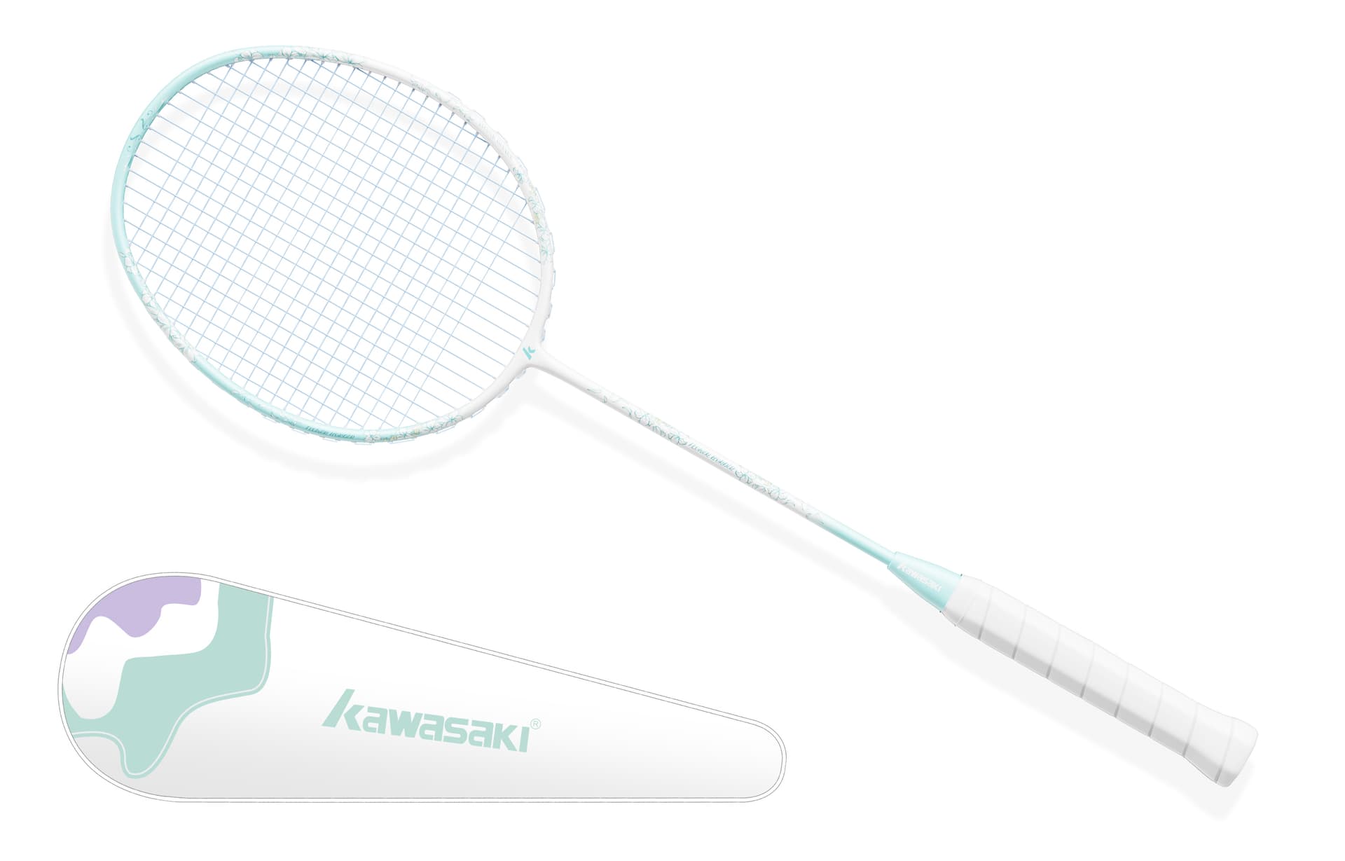 Kawasaki x Flower Series Carbon Composite Badminton Racket Легкий Удар Высокая Прочность Контроль Мяча Начальный Уровень Женский 3UG6 Зеленый - изображение 3