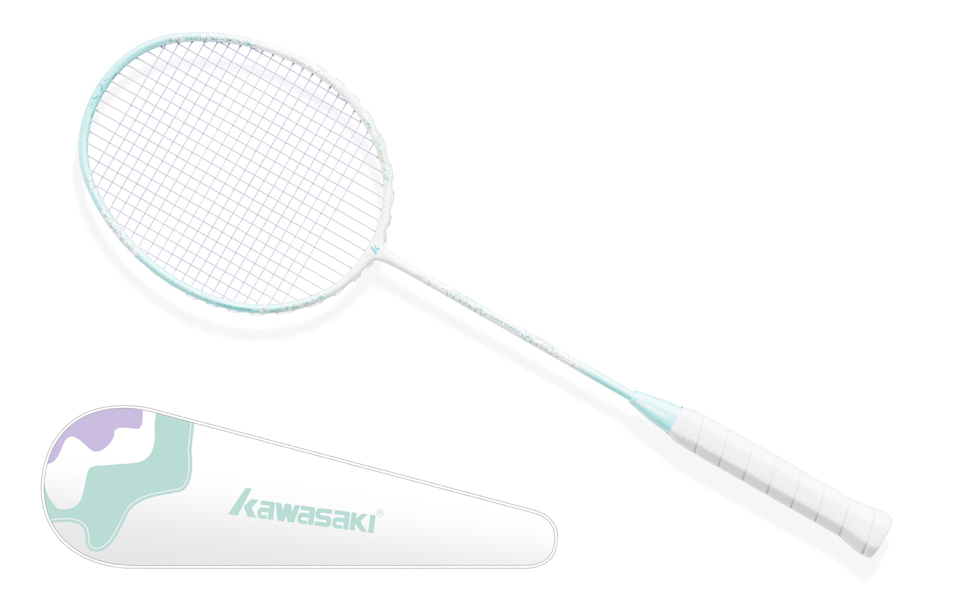 Kawasaki x Flower Series Carbon Composite Badminton Racket Легкий Удар Высокая Прочность Контроль Мяча Начальный Уровень Женский 3UG6 Зеленый - изображение 5