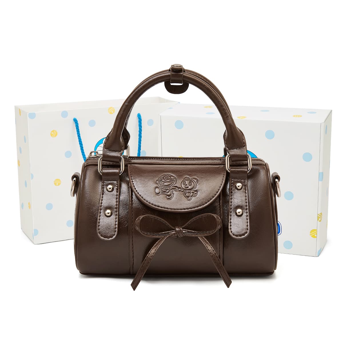 Сумка DoraemonA Artificial Leather One Shoulder Bag Женская Кофейно-Коричневая Белая - изображение 2
