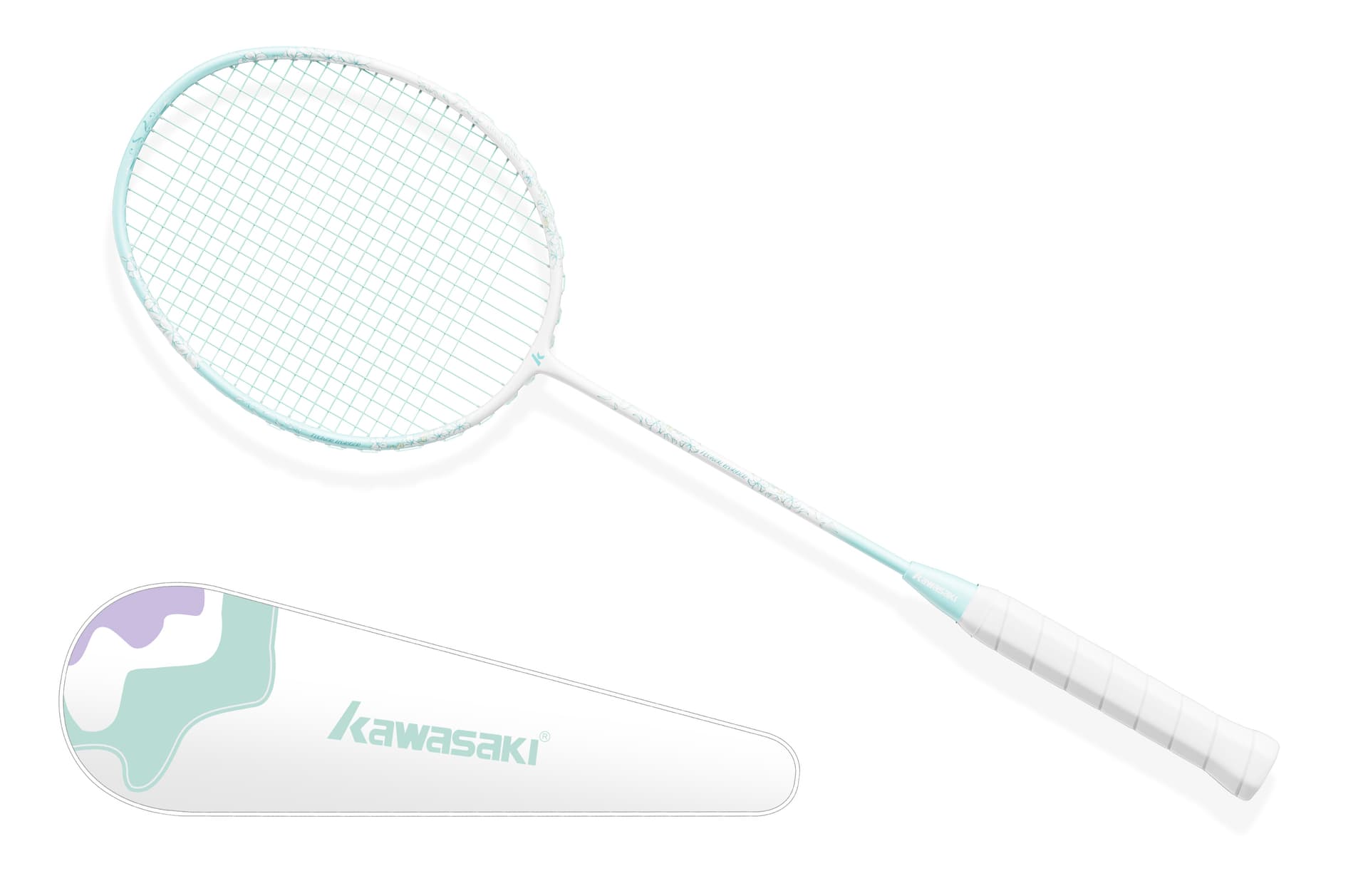 Kawasaki x Flower Series Carbon Composite Badminton Racket Легкий Удар Высокая Прочность Контроль Мяча Начальный Уровень Женский 3UG6 Зеленый - изображение 4