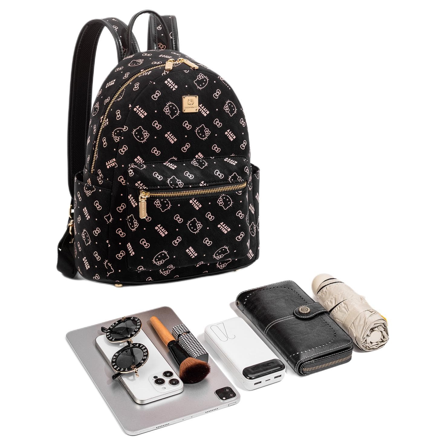 Рюкзак Sanrio Hello Kitty PU (полиуретан) Backpack Standard (стандартный) Женский Черный Золото Черный Розовый - изображение 7