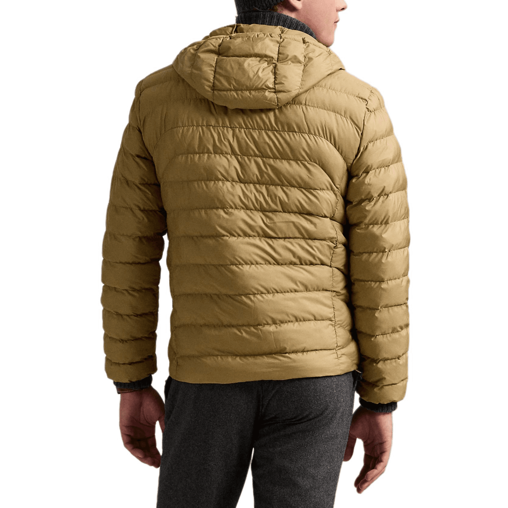 Зимняя куртка пуховик Polo Ralph Lauren Хлопковый пуховик мужской хаки - изображение 4