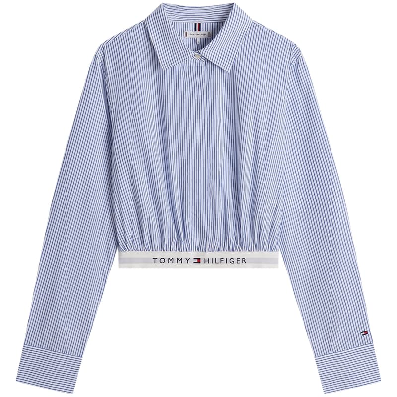 Блузка Tommy Hilfiger Сине-белые полоски 0Y9 Женские Рубашки - изображение 1