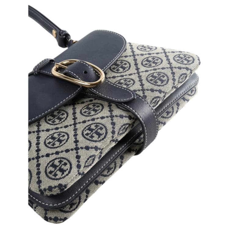 Мини-сумка Tory Burch T Monogram Хлопковое волокно Сумка на плечо Маленькая Женская Tory Вечеринка Морская - изображение 3