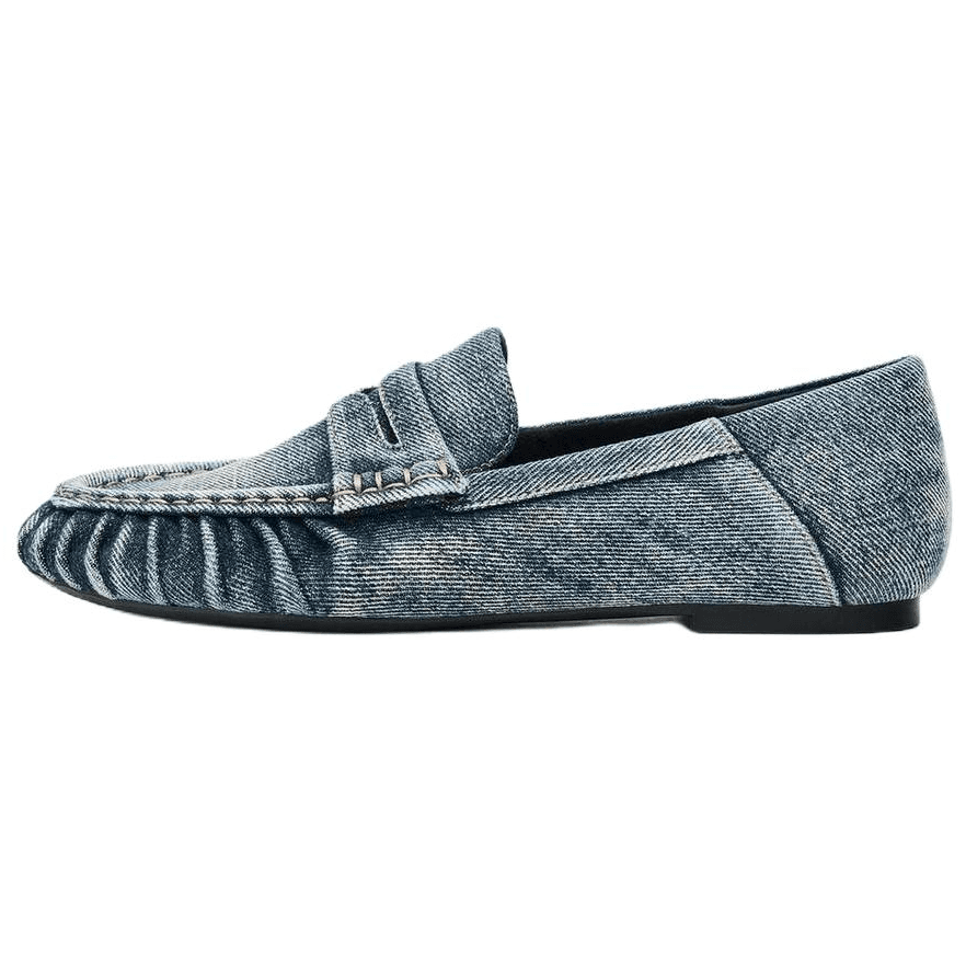 Лоферы ZARA Хлопок ткань Лоферы 1CM Женские Синие - изображение 1