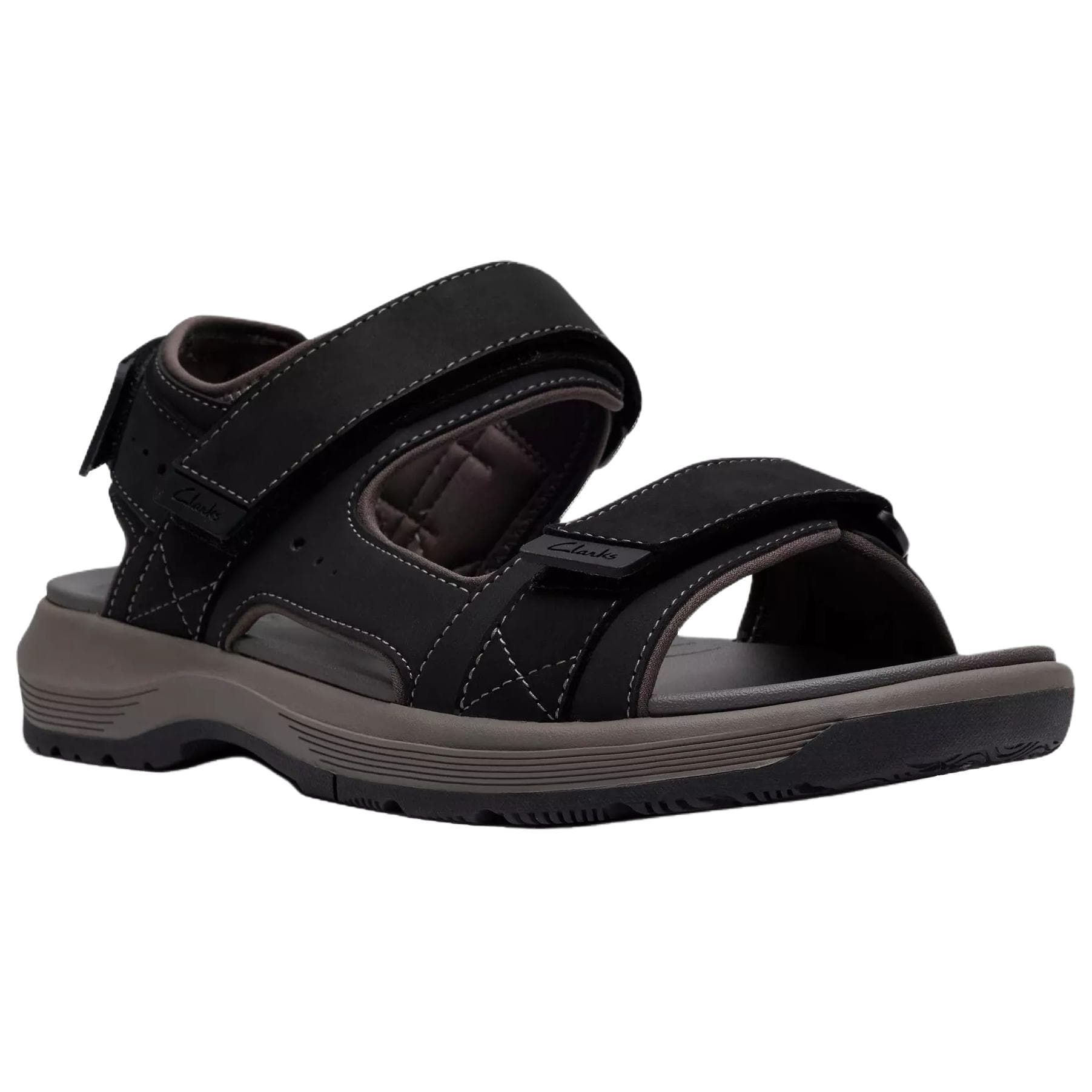 Сандалии с ремешком Clarks Guideview TREK Мужские кожаные пляжные сандалии черного цвета - изображение 2