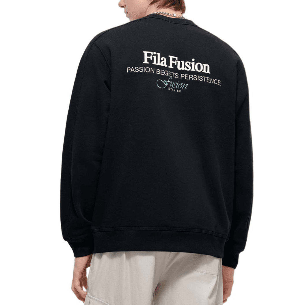 Худи FILA FUSION Мужская толстовка с круглым вырезом Черный - изображение 4