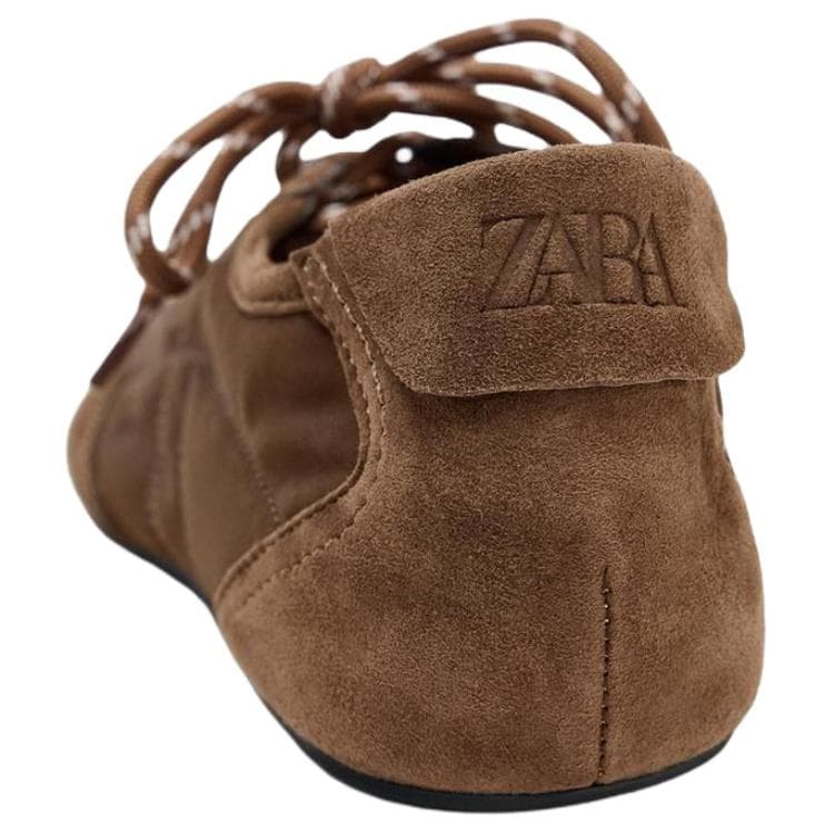 Тапочки ZARA Овчина Повседневная обувь 1 см Женская Коричневая - изображение 4