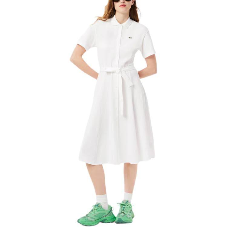 Платье LACOSTE SS25 Короткое платье с короткими рукавами женское белое - изображение 4