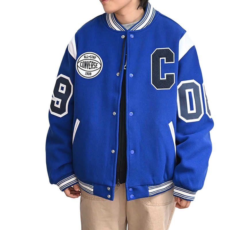Бомбер Converse LUXE VARSITY JACKET Бейсбольная куртка Длинный рукав Мужской Синий - изображение 3