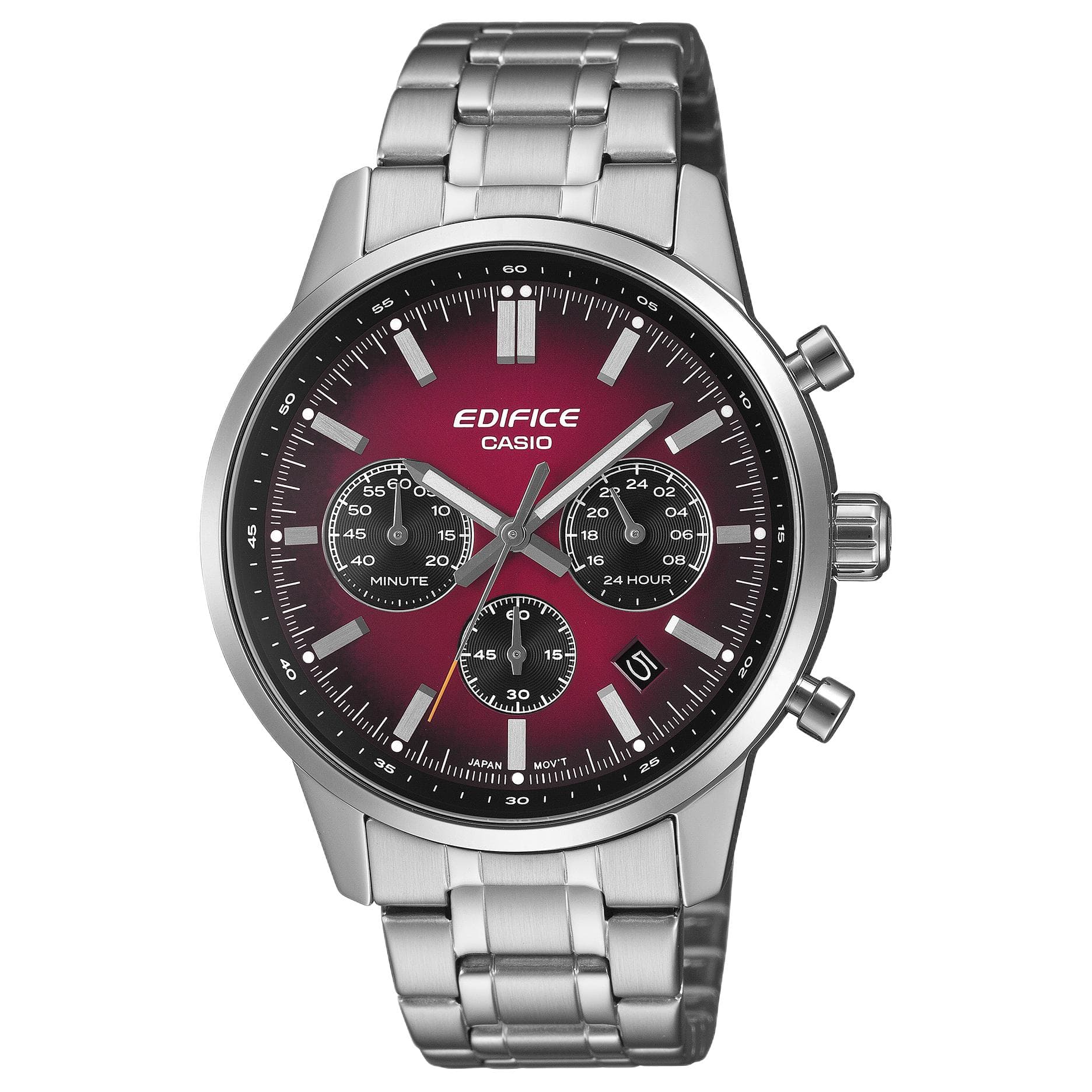 Часы CASIO Edifice Кварцевый механизм нержавеющая сталь шнуровка часы для мужчин красный циферблат - изображение 1