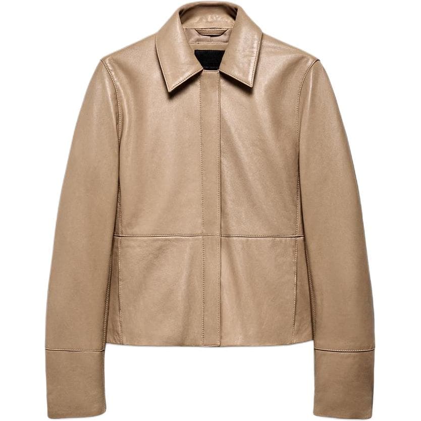 ZARA Бежевый Женские Кожаные Куртки - изображение 1