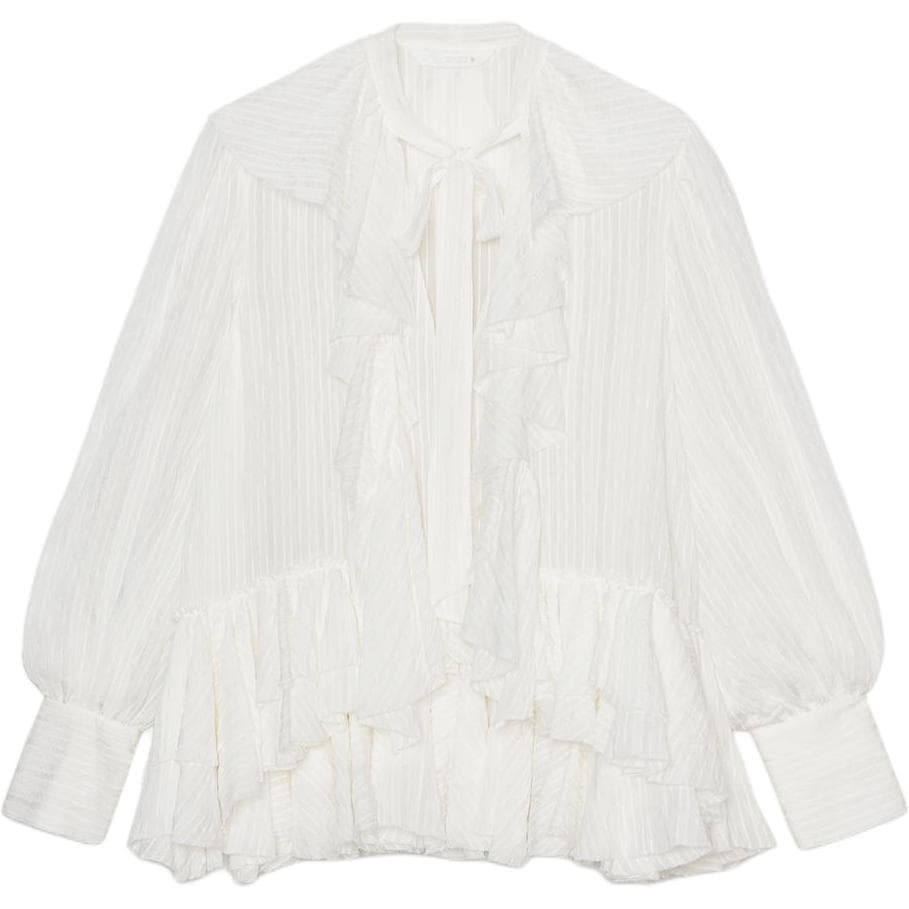 ZARA ZW Белый Шифоновые рубашки для женщин - изображение 1