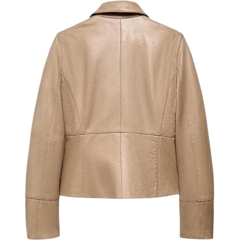 ZARA Бежевый Женские Кожаные Куртки - изображение 2
