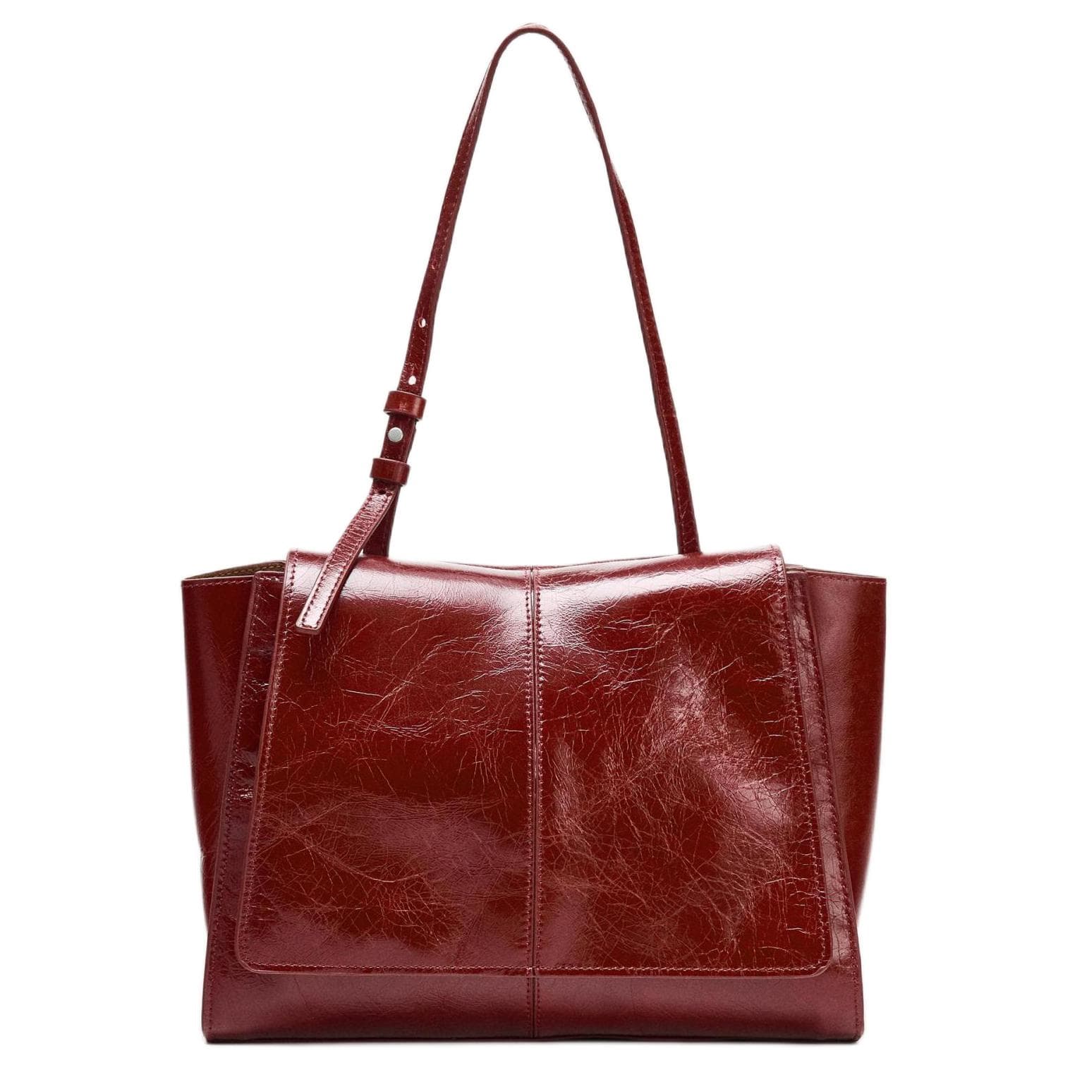 Мини-сумка zara Коровья кожа Сумка на плечо Мини-версия Женские Вишнево-красный - изображение 1