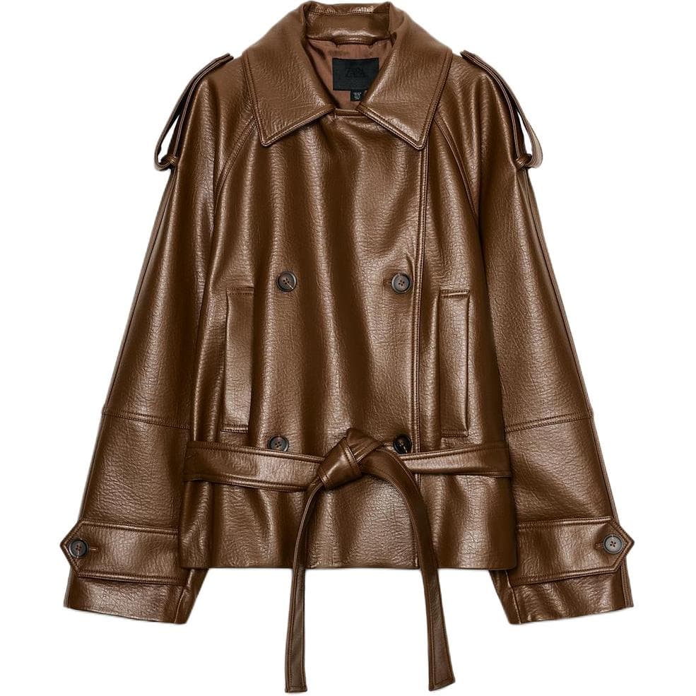 ZARA Кожа Цвет Женские Тренч - изображение 1
