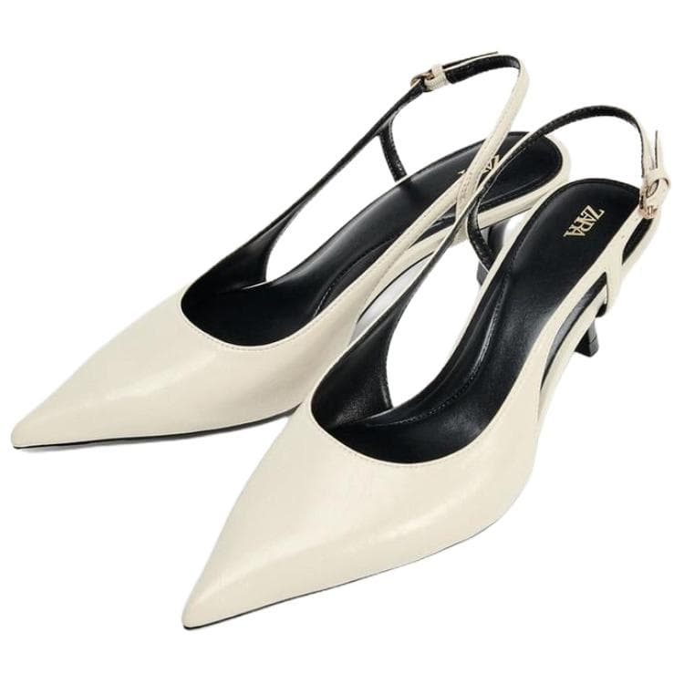 Туфли ZARA PU (полиуретан) Узкий каблук Высокие каблуки 6 см Женские Белые - изображение 3