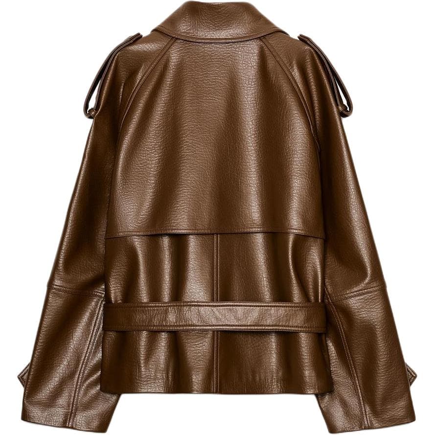 ZARA Кожа Цвет Женские Тренч - изображение 2