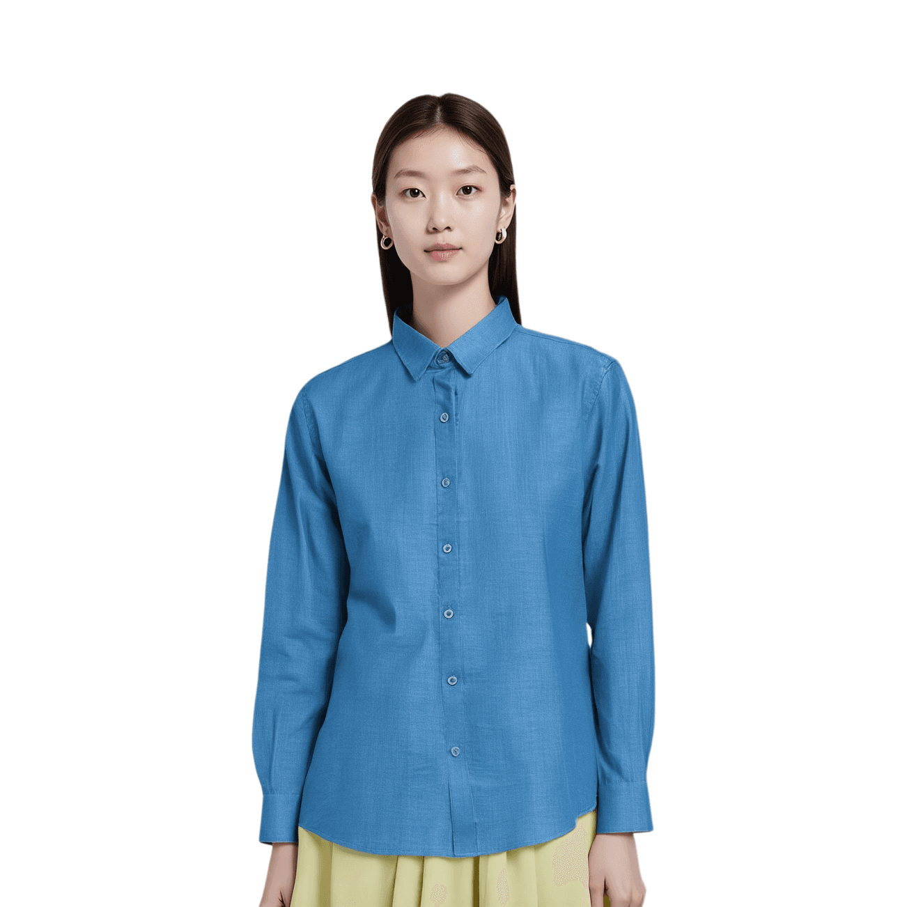 Блузка UNIQLO Рубашка Женская Королевский Синий - изображение 2