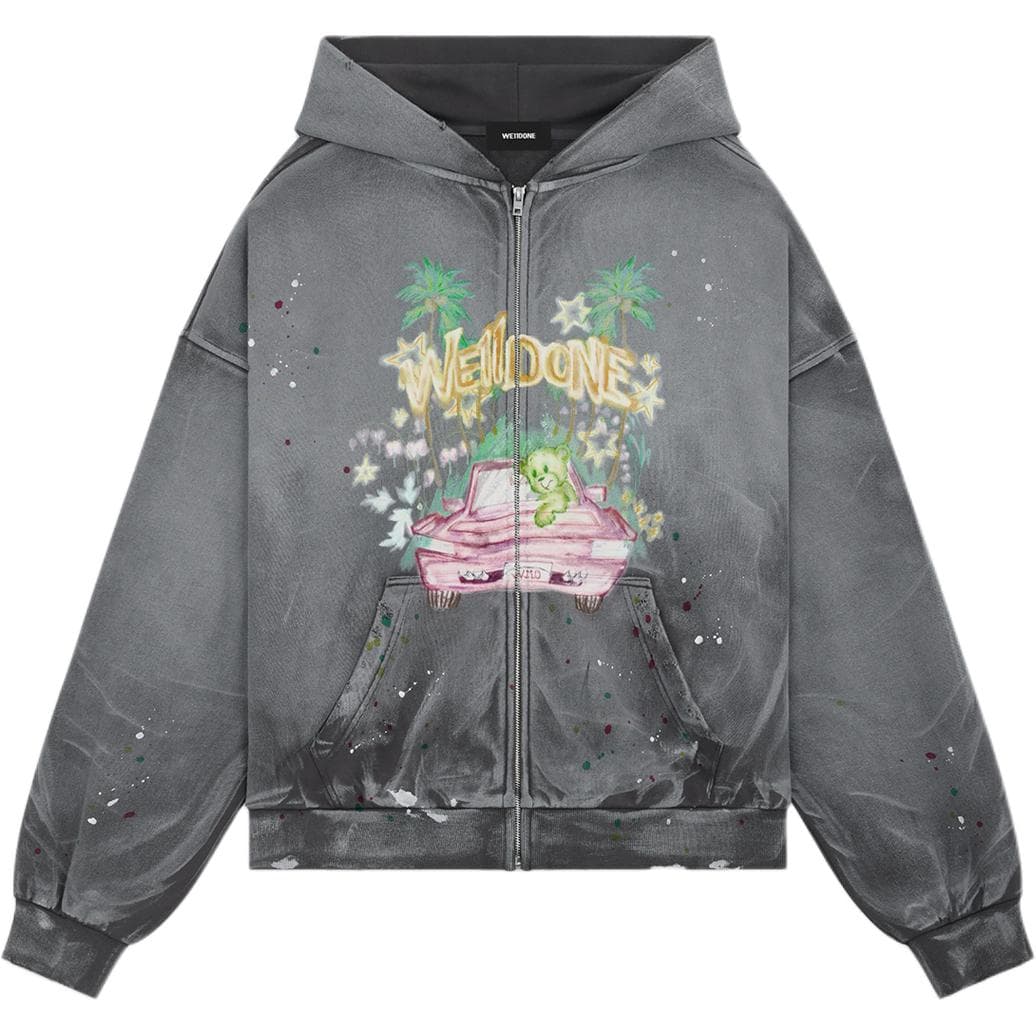 Худи WE11DONE SS26 Paint-Splatter Teddy Zip-Up Hoodie - изображение 1