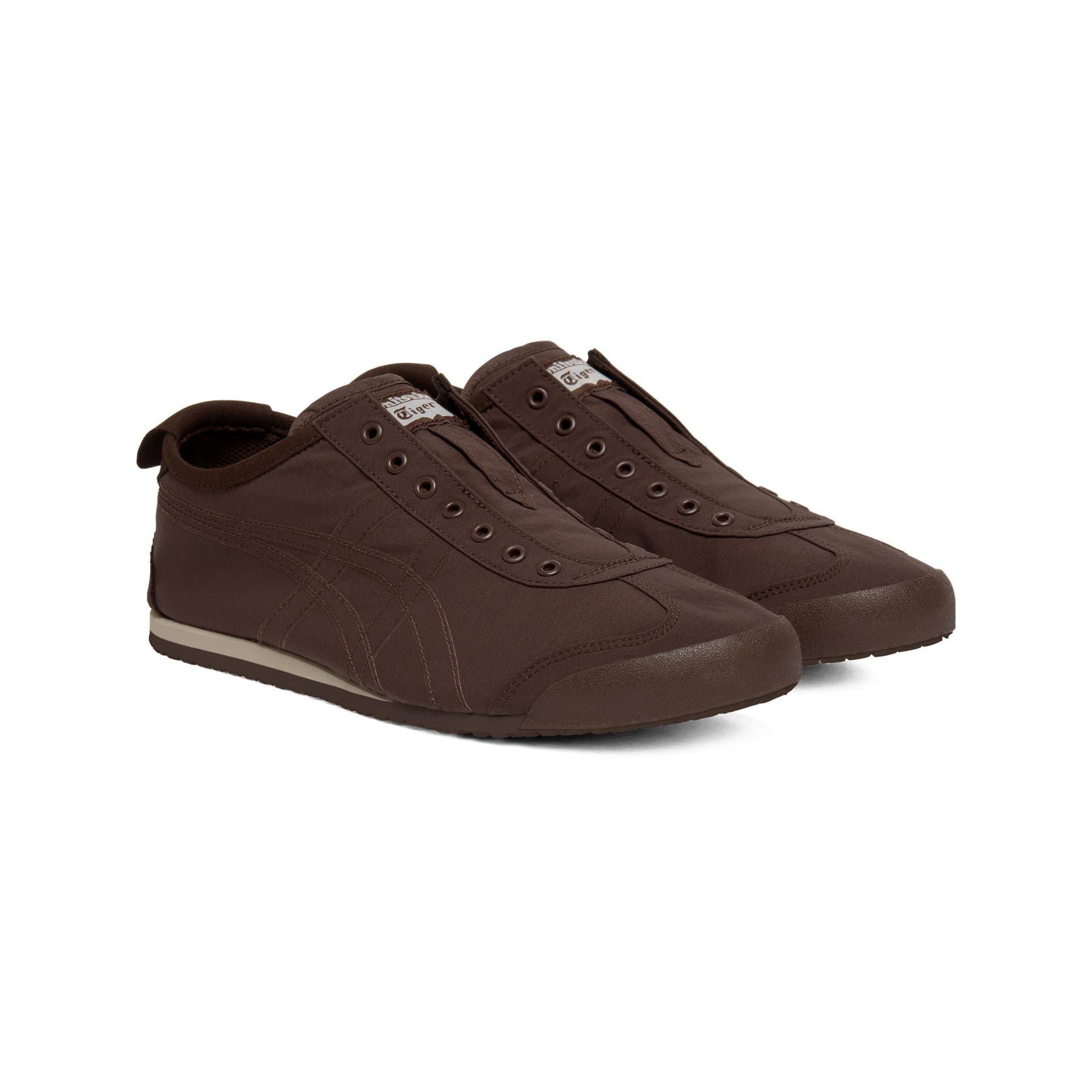 Кроссовки Onitsuka Tiger MEXICO 66 Slip-On Ткань Низкий Верх Повседневная Обувь Унисекс Темно-Коричневый - изображение 3
