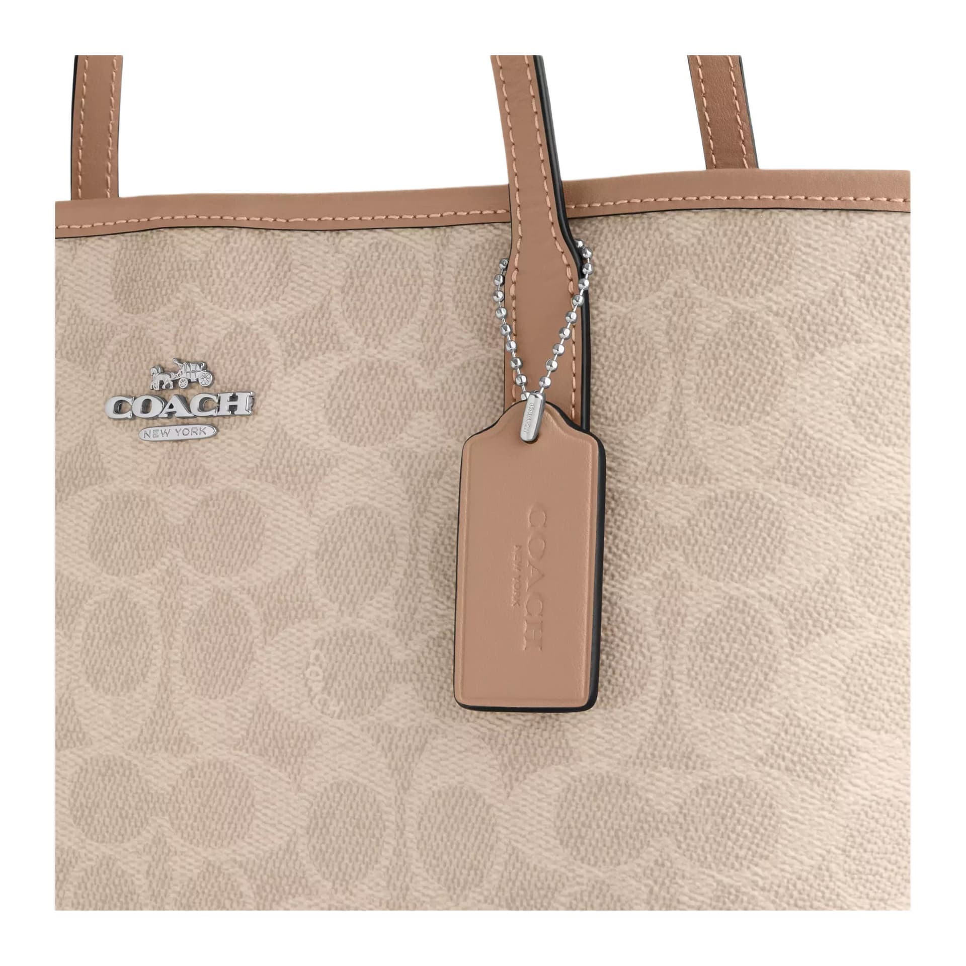 Мини-сумка Coach Городская Сумка Tote из Покрытого Холста Сумка через плечо Средняя Женская Тауповая - изображение 6