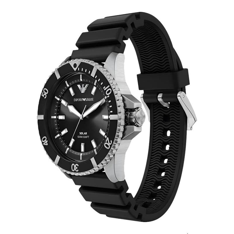 Механические часы EMPORIO ARMANI Часы с обхватом запястья Солнечный кварцевый механизм Черный циферблат Мужские часы Водонепроницаемые - изображение 4