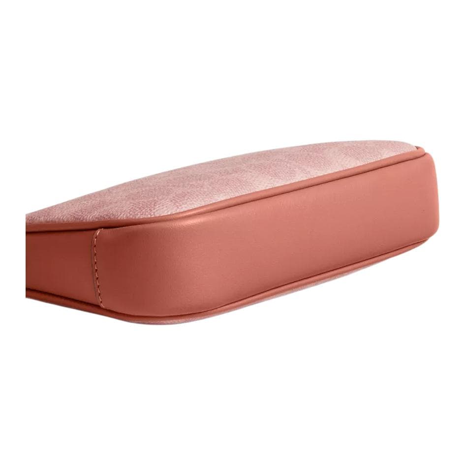 Мини-сумка COACH Plaza Покрытый холст с телячьей кожей Сумка через плечо Маленькая Женская Дыня Розовая и Латунная - изображение 5