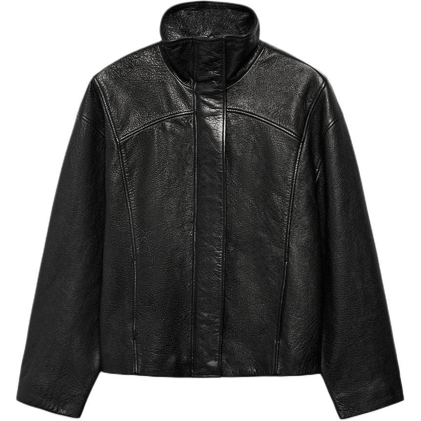 ZARA Черные Женские Кожаные Куртки - изображение 1