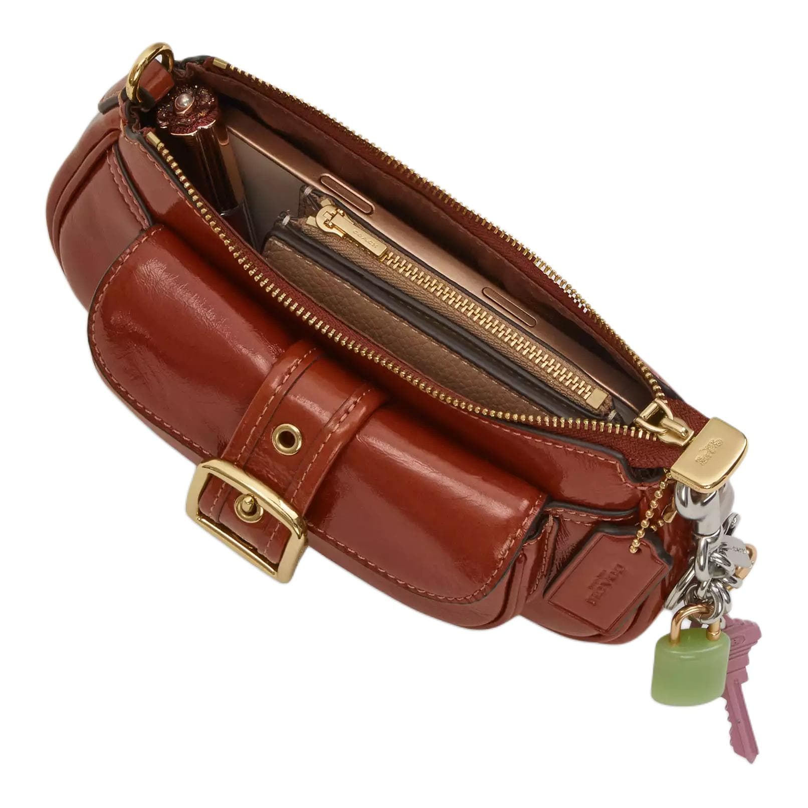 Мини-сумка COACH Ashton Кожа Плечевая Сумка Мини-Версия Женская Корица - изображение 5