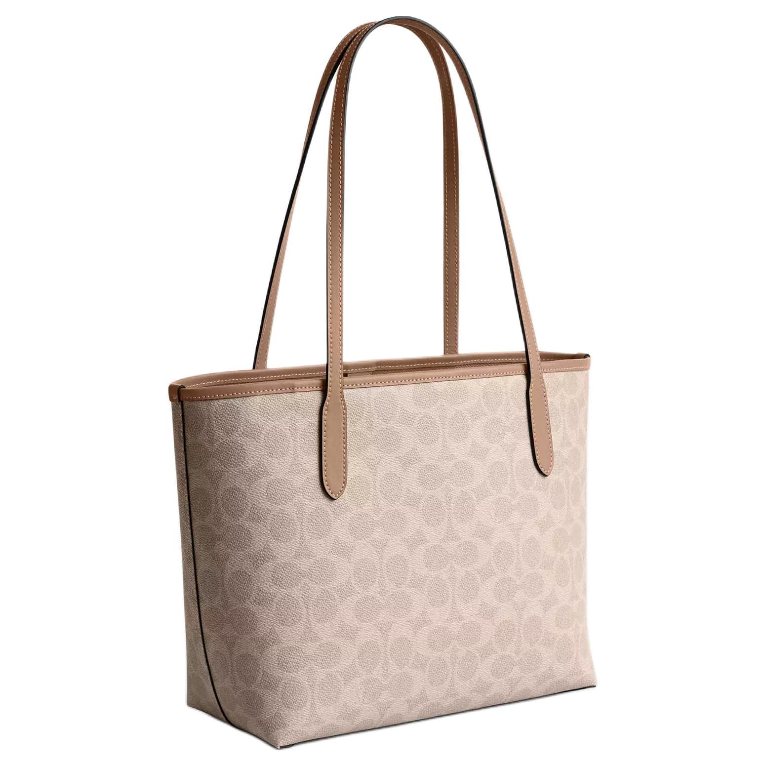 Мини-сумка Coach Городская Сумка Tote из Покрытого Холста Сумка через плечо Средняя Женская Тауповая - изображение 2