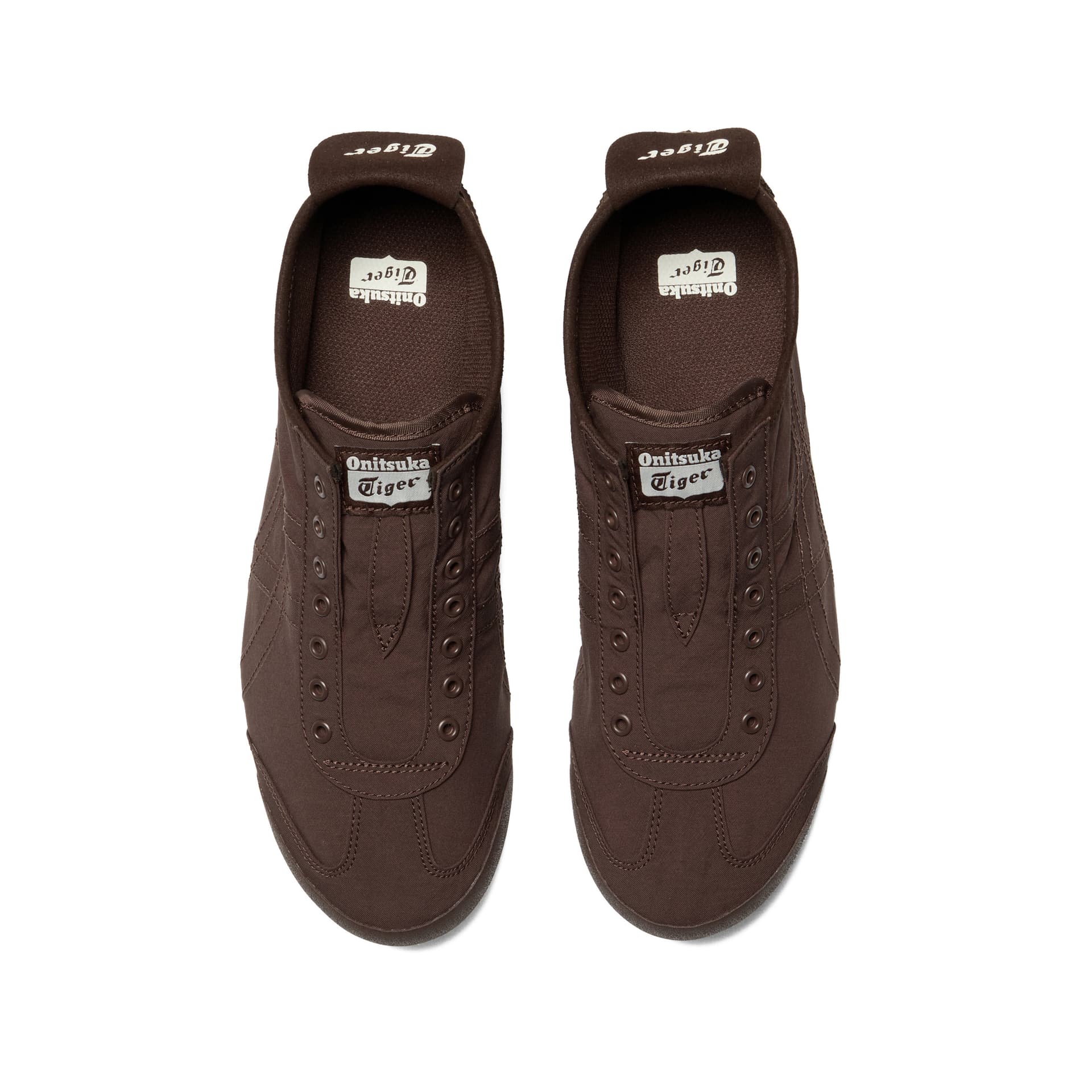 Кроссовки Onitsuka Tiger MEXICO 66 Slip-On Ткань Низкий Верх Повседневная Обувь Унисекс Темно-Коричневый - изображение 4
