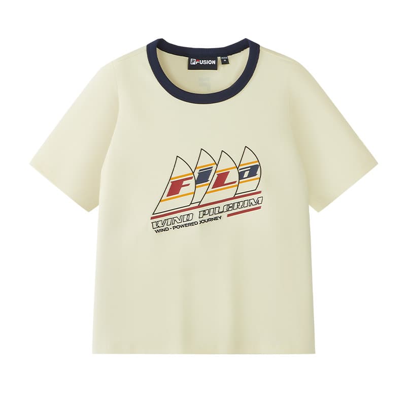 Футболка FILA FUSION Короткий рукав T-рубашки Женские Светло-желтые - изображение 1