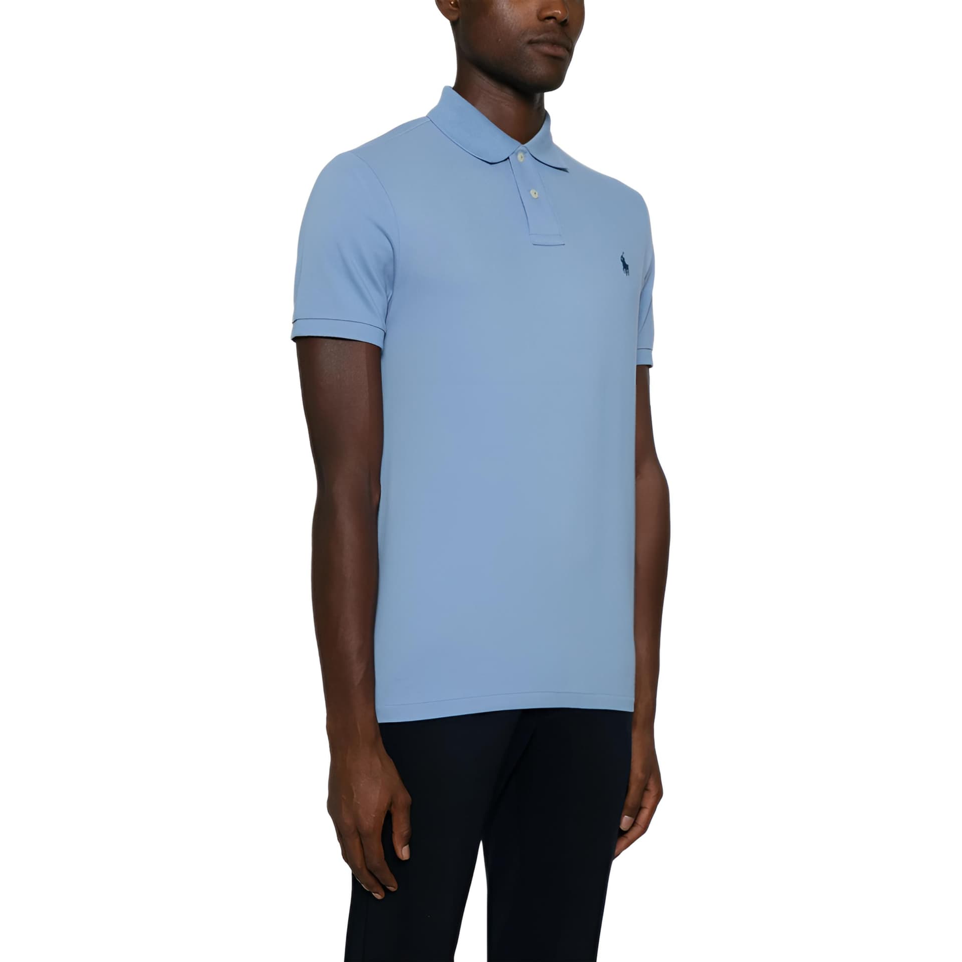 Поло Polo Ralph Lauren Logo Embroidered Cotton Pique Polo Shirt Sky Blue — фото 4