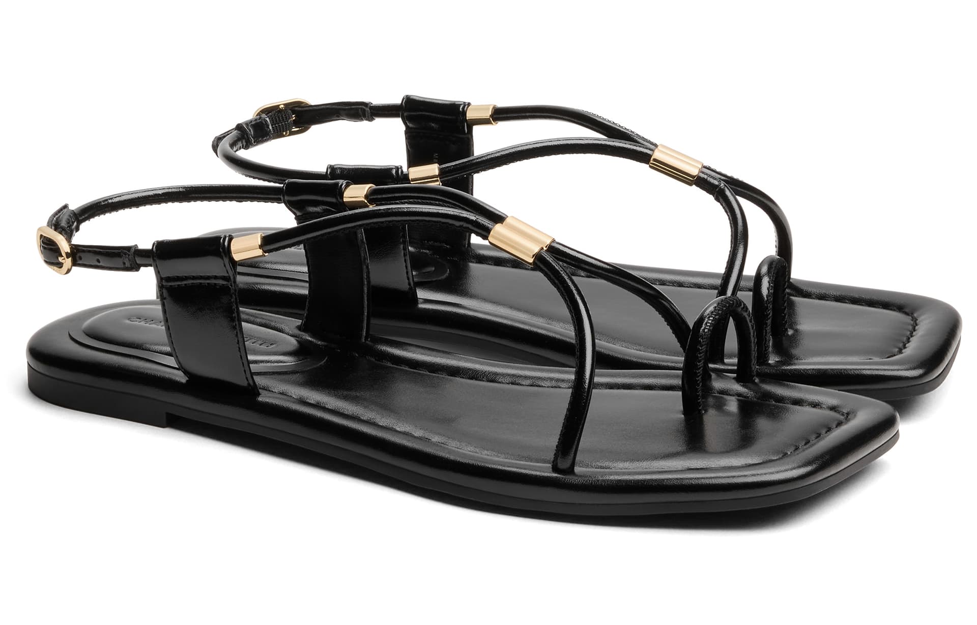 Шлёпанцы CHARLES&KEITH PU Весна Плетеный стринг плоская подошва гладиаторский стиль сандалии 1,2 см женский - изображение 2