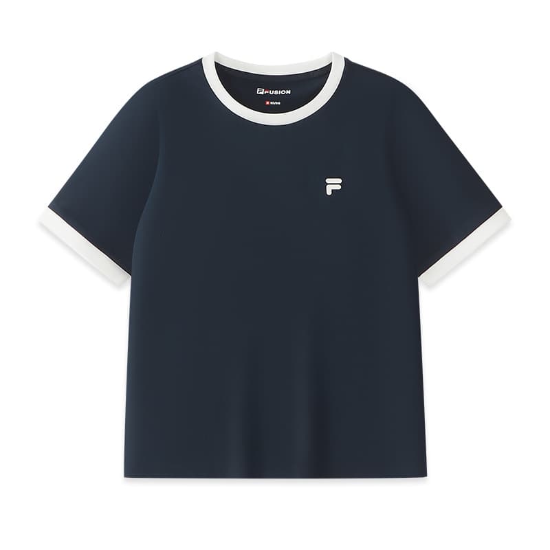 Футболка FILA FUSION FOB Короткий рукав T-рубашка Женская Драгоценный камень Темно-синий - изображение 1