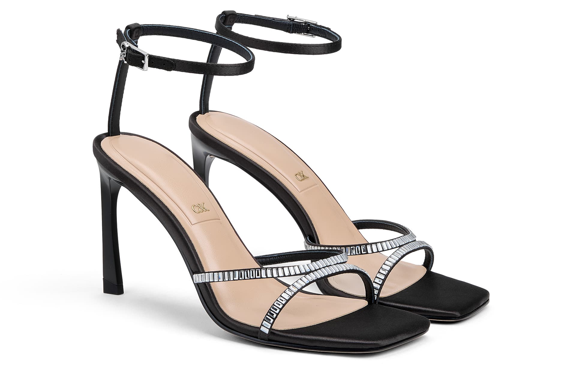 Шлёпанцы CHARLES&KEITH Весна блестящие стразы высокий каблук открытый носок можно носить снаружи дышащий босоножки 9,3 см женские - изображение 2
