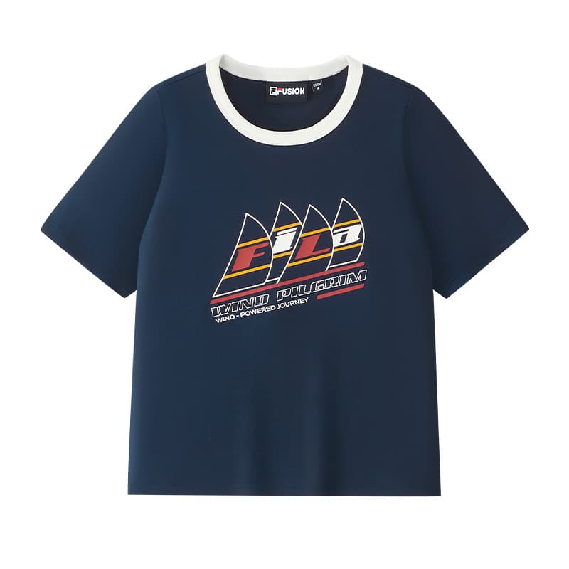 Футболка FILA FUSION Короткий рукав T-рубашка Женская Фиолетовая Ночная Синяя - изображение 1