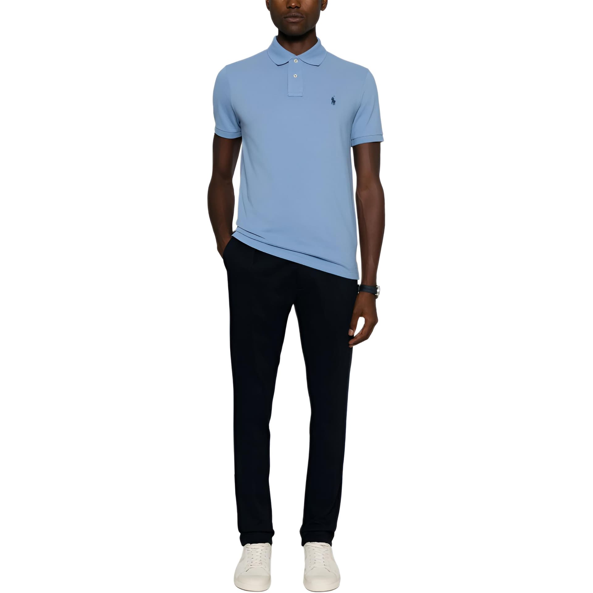 Поло Polo Ralph Lauren Logo Embroidered Cotton Pique Polo Shirt Sky Blue — фото 2