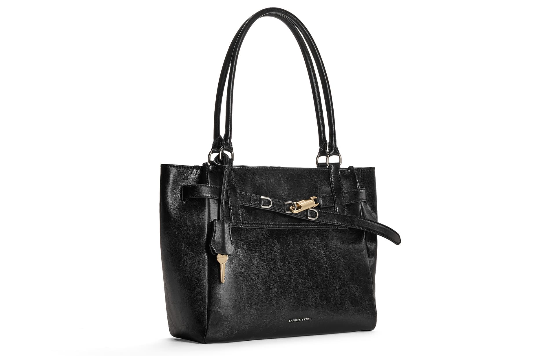 Мини-сумка CHARLES KEITH ПУ (полиуретан) Сумка через плечо Большая Женская Винтажная модель Дубленый Черный - изображение 2
