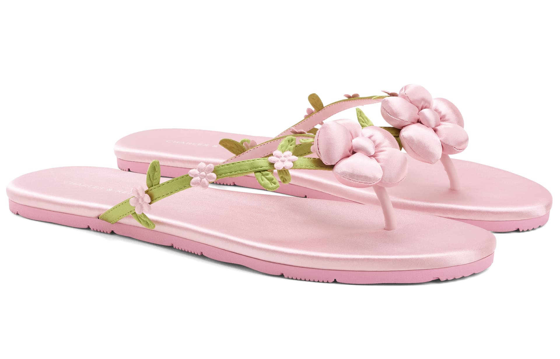 Шлёпанцы CHARLES&KEITH Весенняя цветочная коллекция курортный стиль шлепанцы с плоской подошвой 0,9 см композитная подошва женские - изображение 2