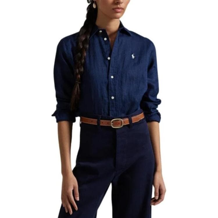 Блузка Рубашка Polo Ralph Lauren Классическая версия Женская Newport Морской синий - изображение 3
