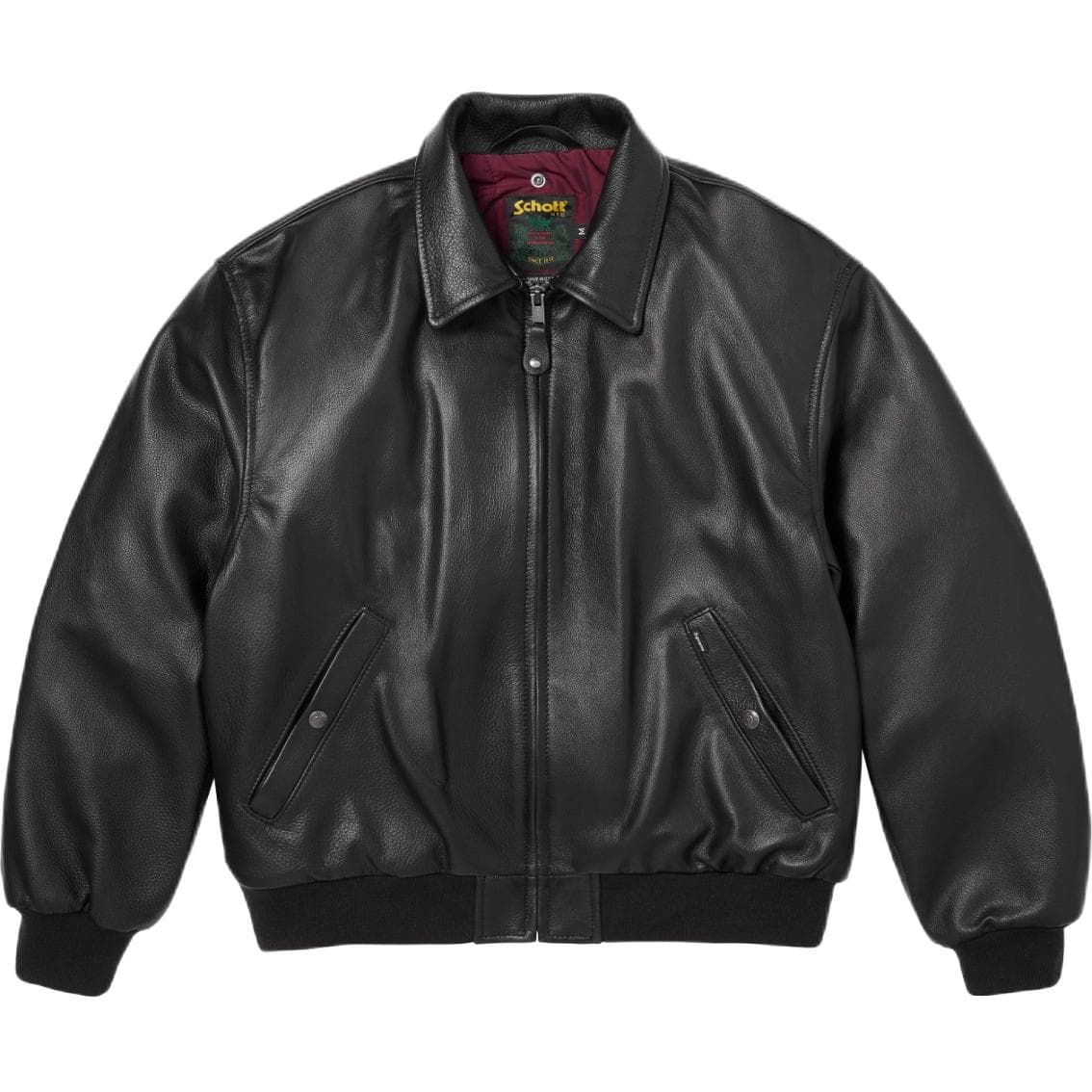 Куртка Supreme x Schott SS26 WEEK1 Овчина Ожерелье-чокер Бомбер Куртка Унисекс - изображение 4