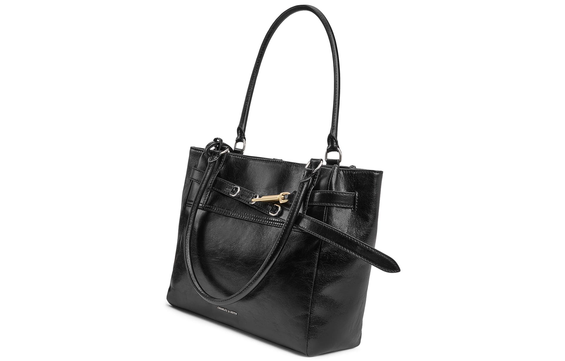 Мини-сумка CHARLES KEITH ПУ (полиуретан) Сумка через плечо Большая Женская Винтажная модель Дубленый Черный - изображение 3