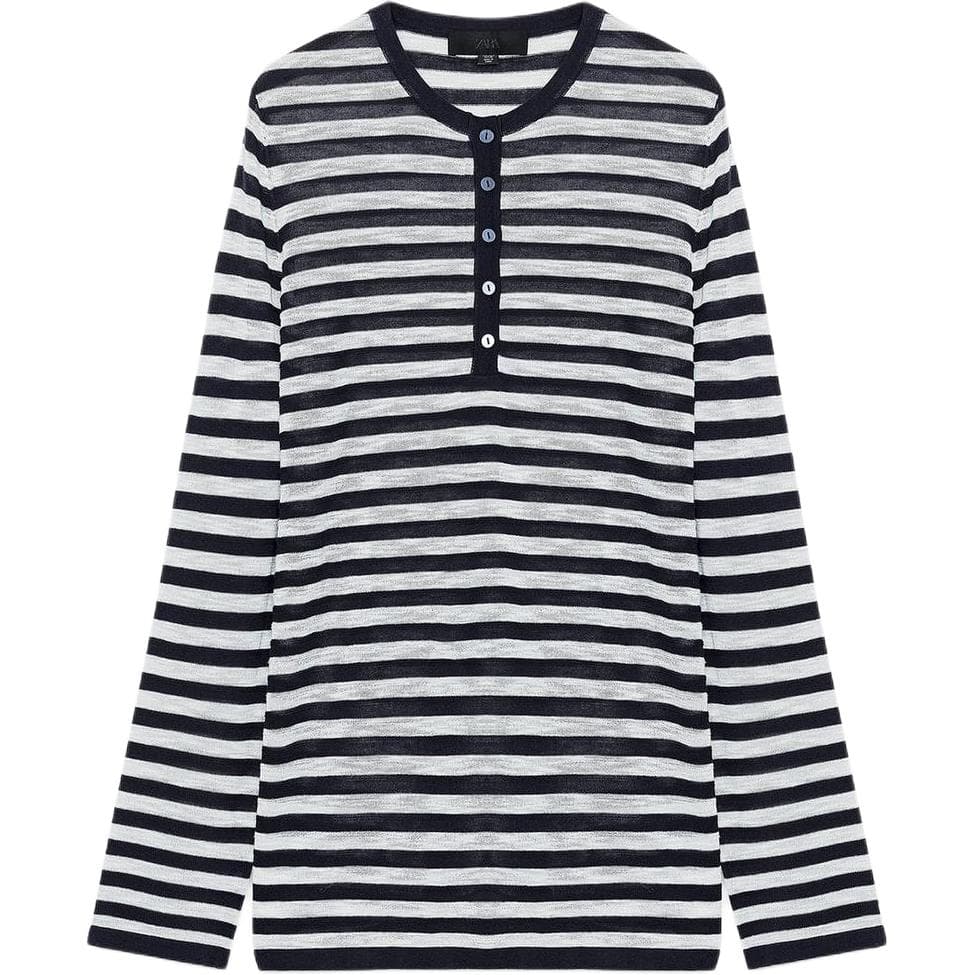 Кофта ZARA Морской синий Белый Женский Трикотаж - изображение 1