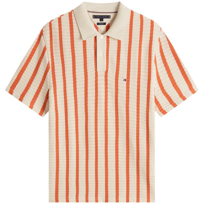 Tommy Hilfiger SS26 Orange Ecru Stripes 0DO Men's Knitwear - изображение 1