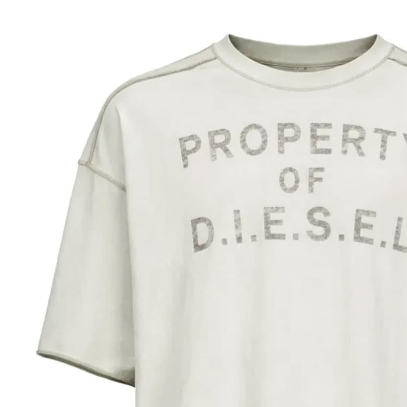 Футболка DIESEL Светло-серые Мужские T-рубашки - изображение 3